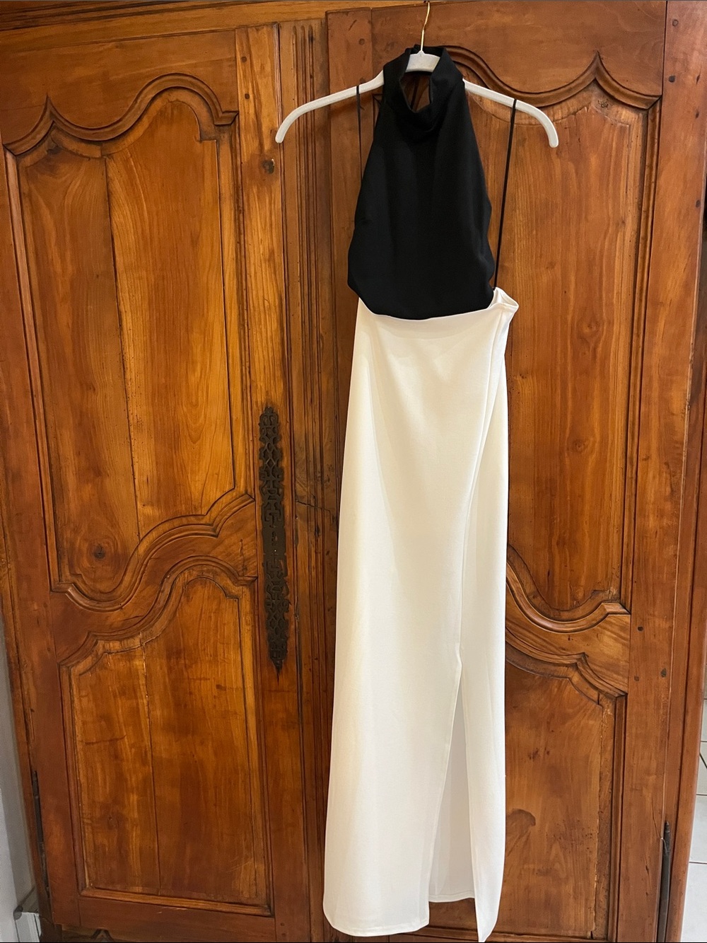 Missguided Black Halter Bodice with White Maxi Skirt
